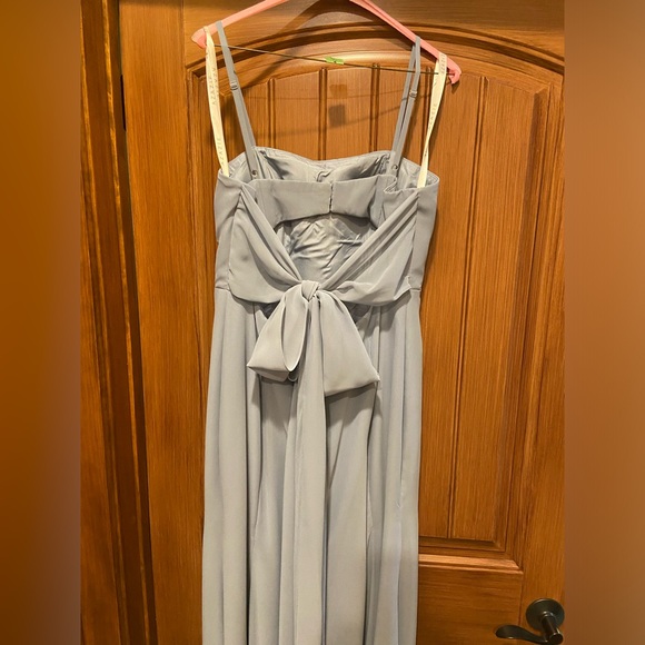Azazie ‘Cosette’ Bridesmaids Dress Dusty Blue Chiffon - Picture 4 of 10